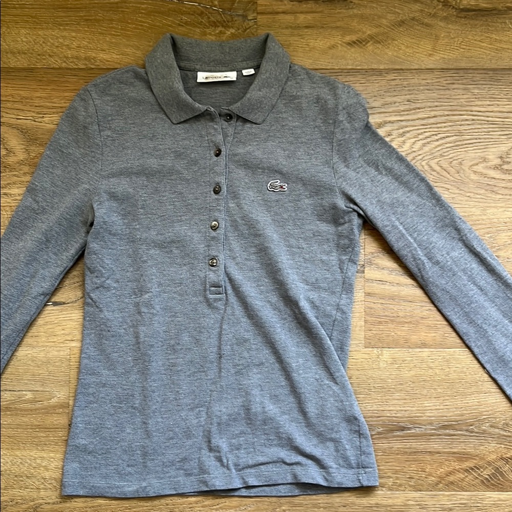 Lacoste Heather Gray Polo Top